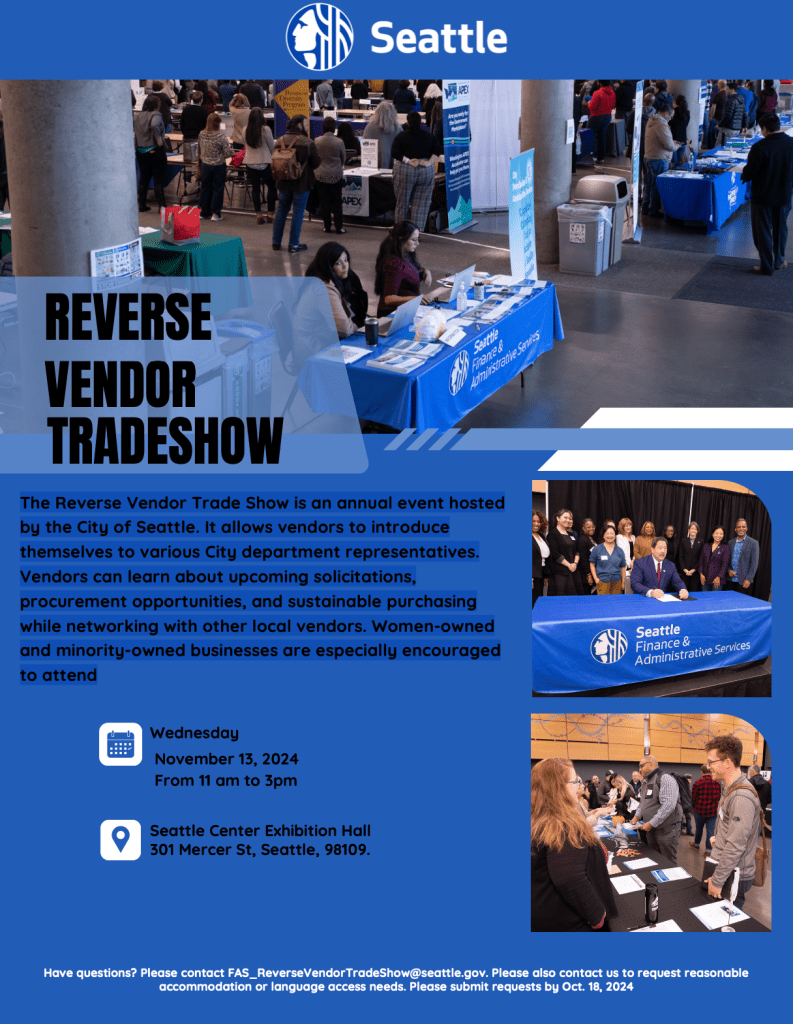 2024 City of Seattle Reverse Vendor Tradeshow Flyer